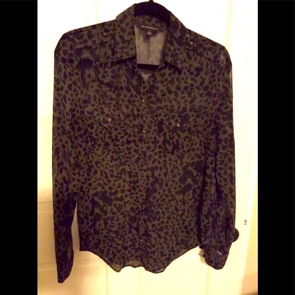 Rock & Republic Sexy Sheer Camouflage Shirt